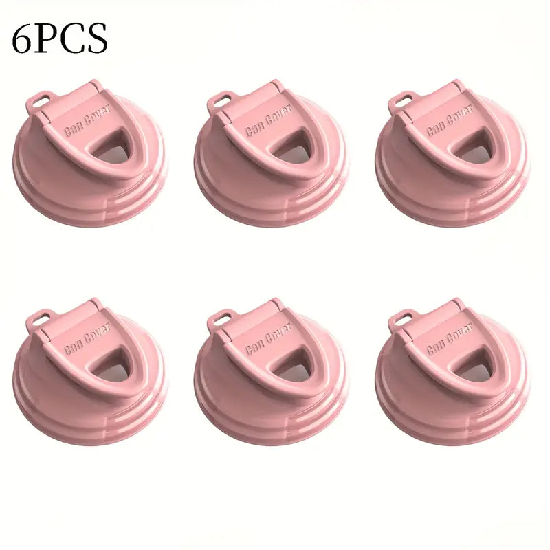 6pc Reusable Anti-Spill Can Lids – Standard Size for Soda, Beer & Energy Drinks