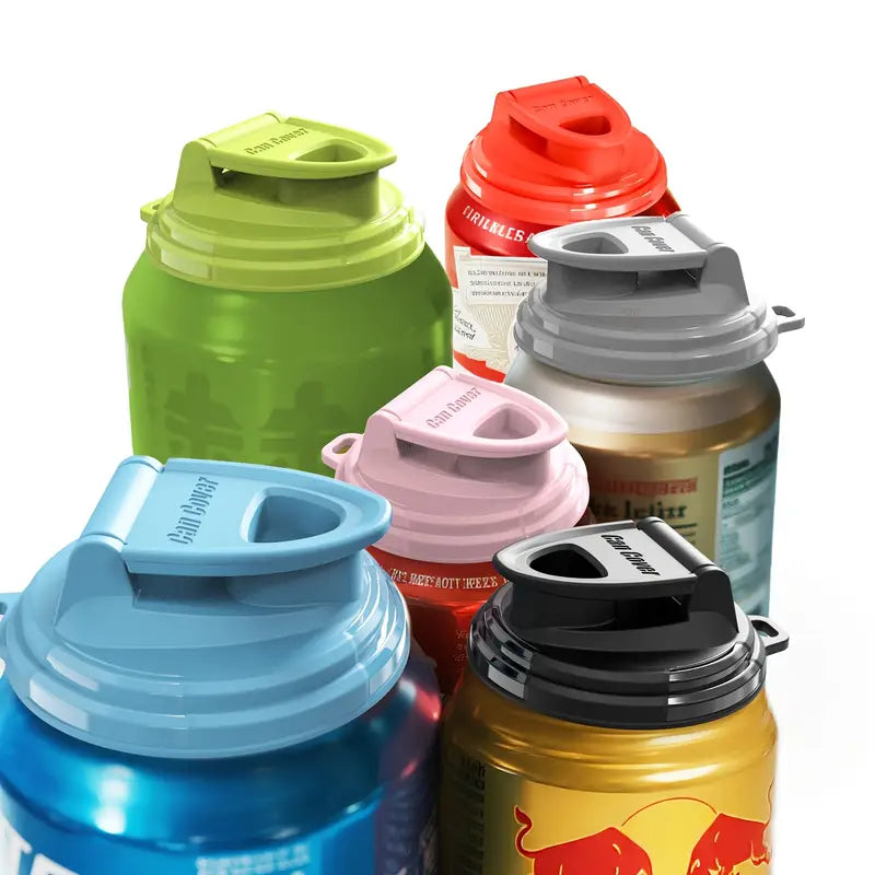 6pc Reusable Anti-Spill Can Lids – Standard Size for Soda, Beer & Energy Drinks