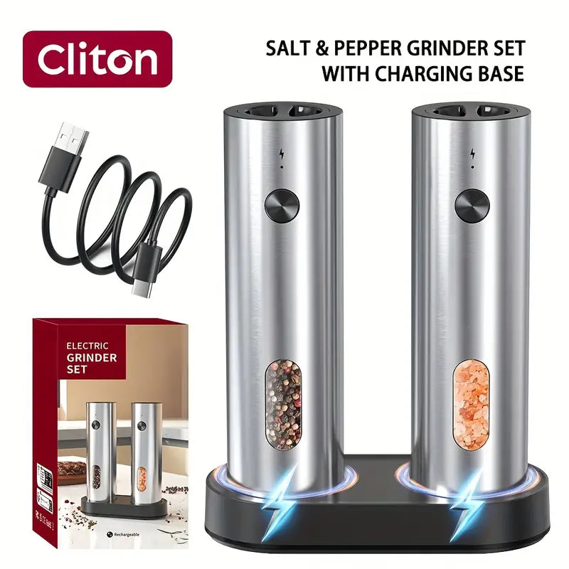 Rechargeable Salt And Pepper Grinder Set
