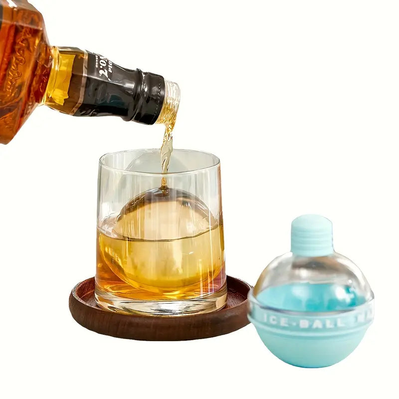 2pc Ball-Shaped Ice Molds – Reusable Silicone Whiskey & Cocktail Ice Sphere Maker (6.35cm)