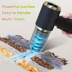Rechargeable wireless handheld vacuum cleaner with strong suction power.