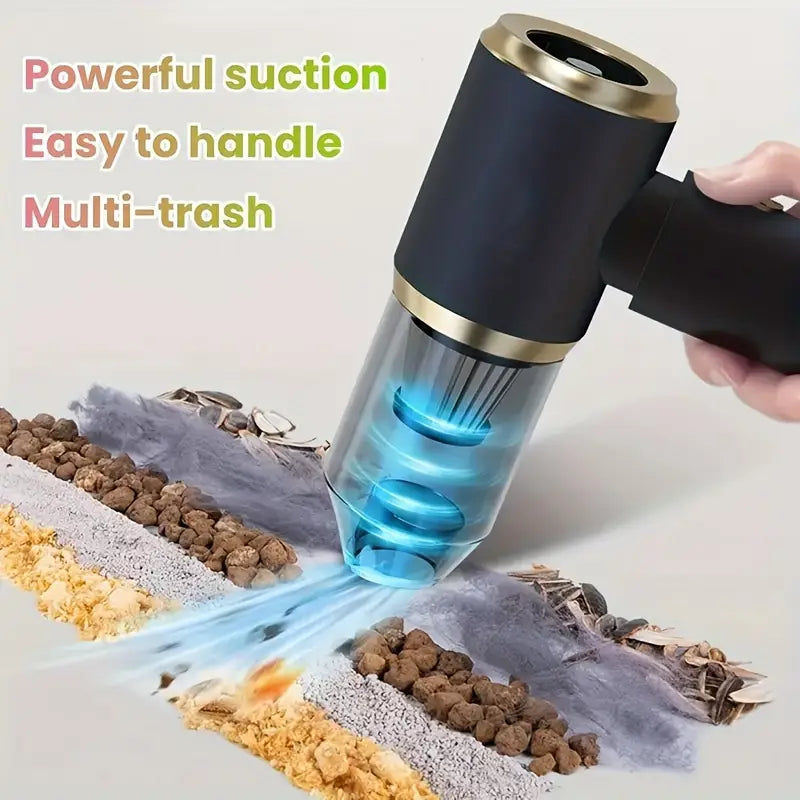 Rechargeable wireless handheld vacuum cleaner with strong suction power.