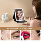 Portable Rechargeable Lighted Makeup Mirror – 3-Color Dimmable Touchscreen