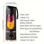 Black 7.4V Portable Juicer & Blender – USB Rechargeable
